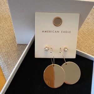 American Eagle Shiny Gold Disc Hoop Earrings Set